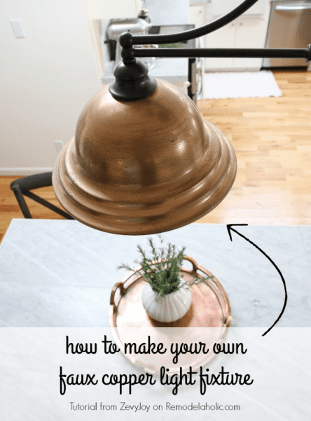 Lovely! Make your own faux copper light fixture from a basic glass shade @Remodelaholic