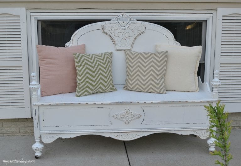25 DIY Headboard Benches via remodelaholic.com #diy #benches #headboard #headboards #headboardbench #headboardbenches