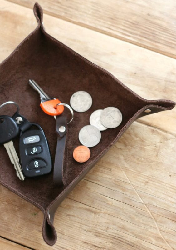 diy leather catch-all tray via eHow