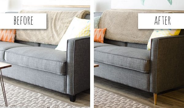 A new sofa is expensive! It can be hard to justify a new sofa purchase, especially if your old one is still comfortable and functional. Instead of buying a new one try one of these 28 ways to bring new life into an old sofa via remodelaholic.com #sofa #slipcovers #reupholster #couches #sofas