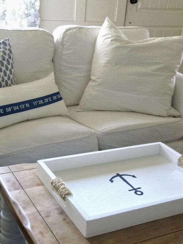 rope-wrapped handles on a nautical beach tray The Wicker House