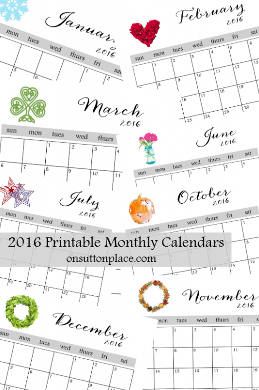 calendar printable for 2016, On Sutton Place