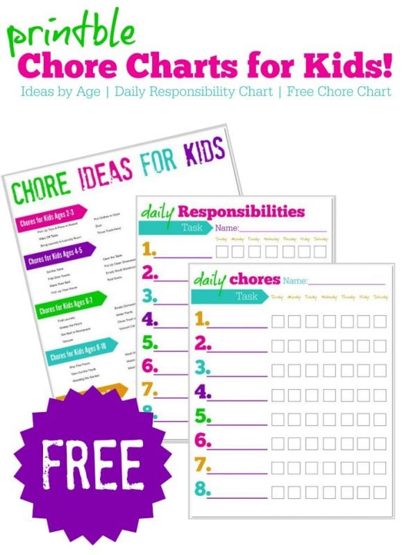 chore and responsibility chart with household job ideas for kids, Passion for Savings