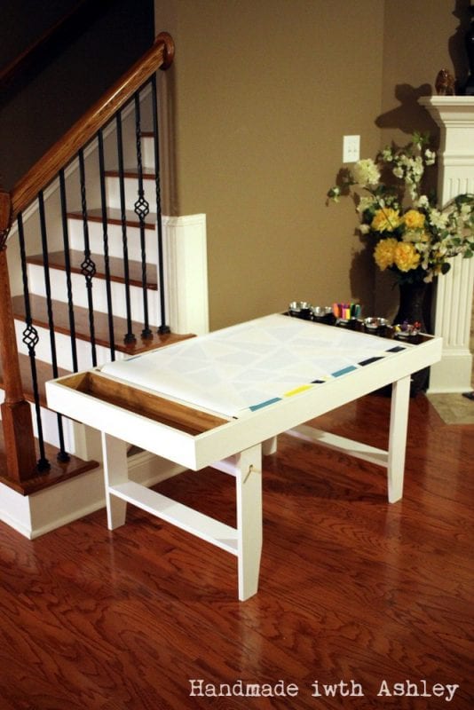 DIY kids art table with storage, handmadewithashley