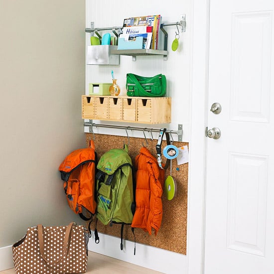 Mini Mudroom, just one wall to organize it all | 100+ Beautiful Mudrooms and Entryways at Remodelaholic.com