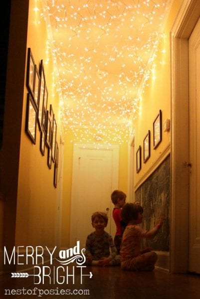String lights are an inexpensive way to dress up so many areas in the home. Outdoor, indoor, dress them up and more. 36 Clever Ways to Use String Lights via Remodelaholic.com