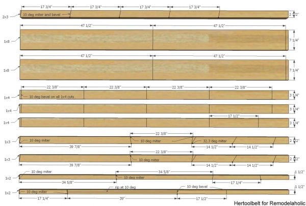 Inspired by a coffee table in a HGTV dream home. I love the trapezoid base and slats that make up this table. DIY slat coffee table with free plans.