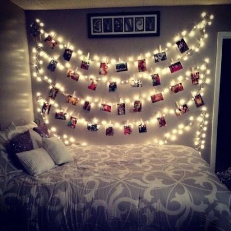 String lights are an inexpensive way to dress up so many areas in the home. Outdoor, indoor, dress them up and more. 36 Clever Ways to Use String Lights via Remodelaholic.com