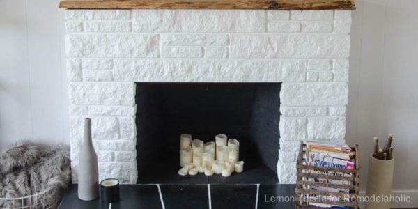 DIY Stone Fireplace Refresh with Live Edge Mantle