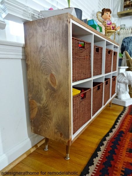really interesting wood grain on side of made over cubby organizer