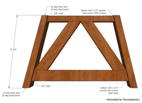 Inspired by a coffee table in a HGTV dream home. I love the trapezoid base and slats that make up this table. DIY slat coffee table with free plans.