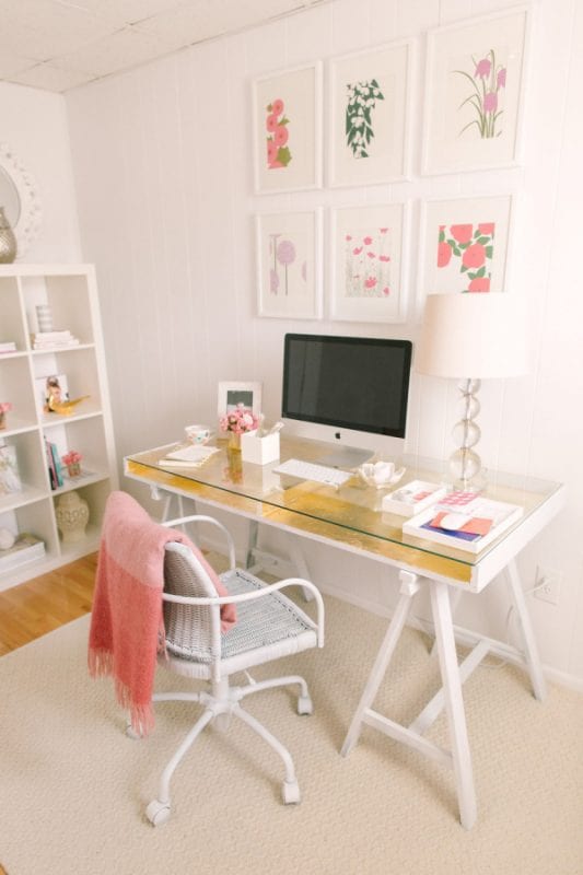 Gold Leaf Desk IKEA Hack Style Me Pretty