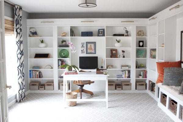IKEA-Hack-Built-in-Billy-Bookcase-Office-Makeover Southern Revivals