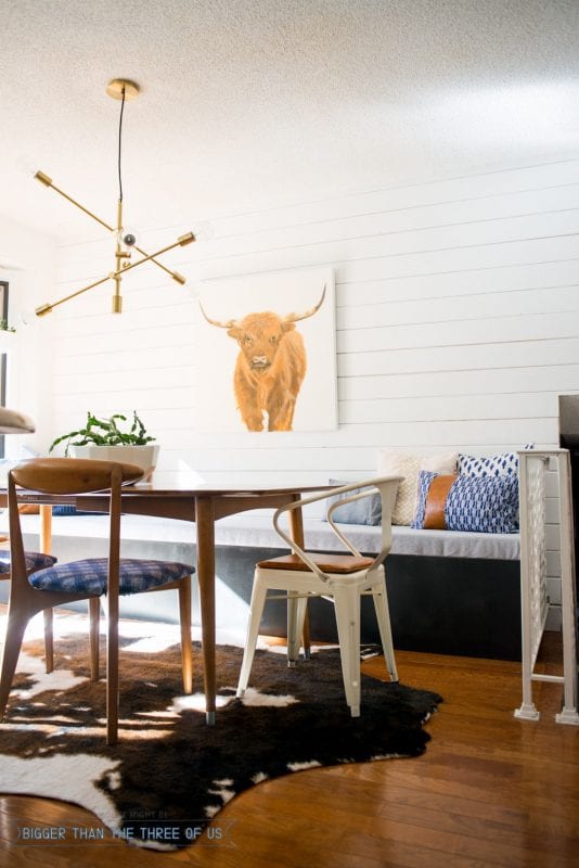 diy banquette bench in a rustic kitchen Bigger Than The Three of Us