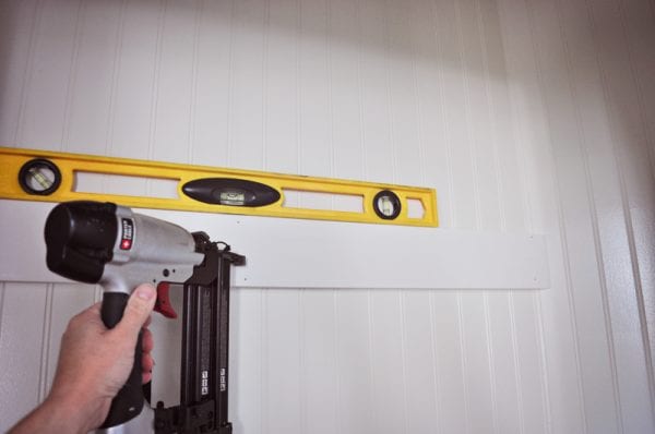 hall closet organization to add rail and hooks for backpacks and coats