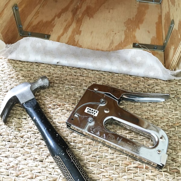 Staple Fabric to DIY ottoman