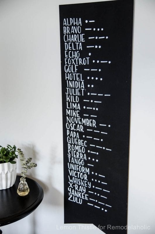 Large Wall Decor - military morse code alphabet wall art DIY tutorial