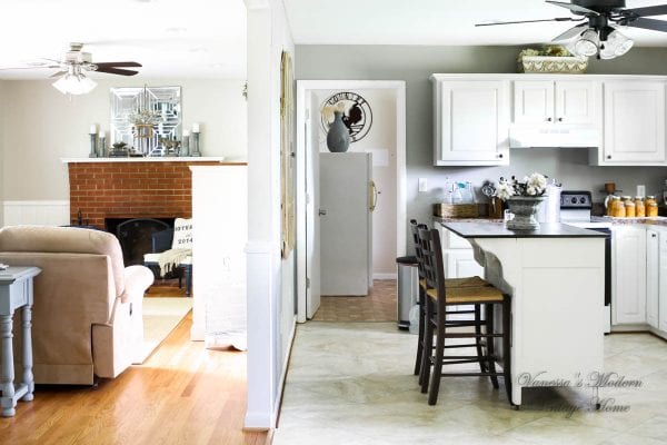 Kitchen transformation, after, wood to white, by Vanessa's Modern Vintage Home featured on @Remodelaholic