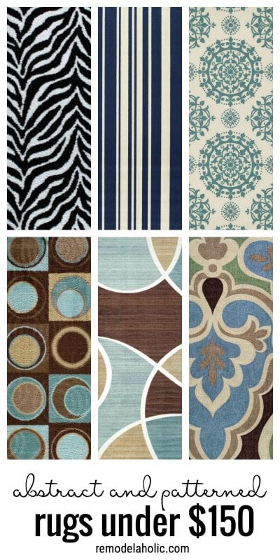 Affordable abstract and patterned rugs under $150 via remodelaholic.com