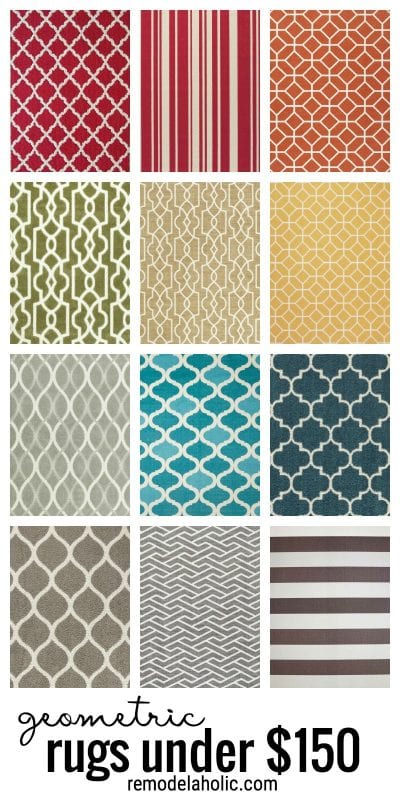Affordable geometric rugs for under $150 via remodelaholic.com