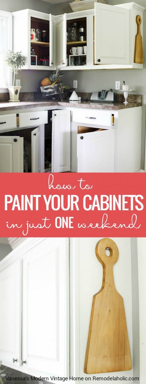 How to Paint Your Kitchen Cabinets in ONE Weekend | Remodelaholic