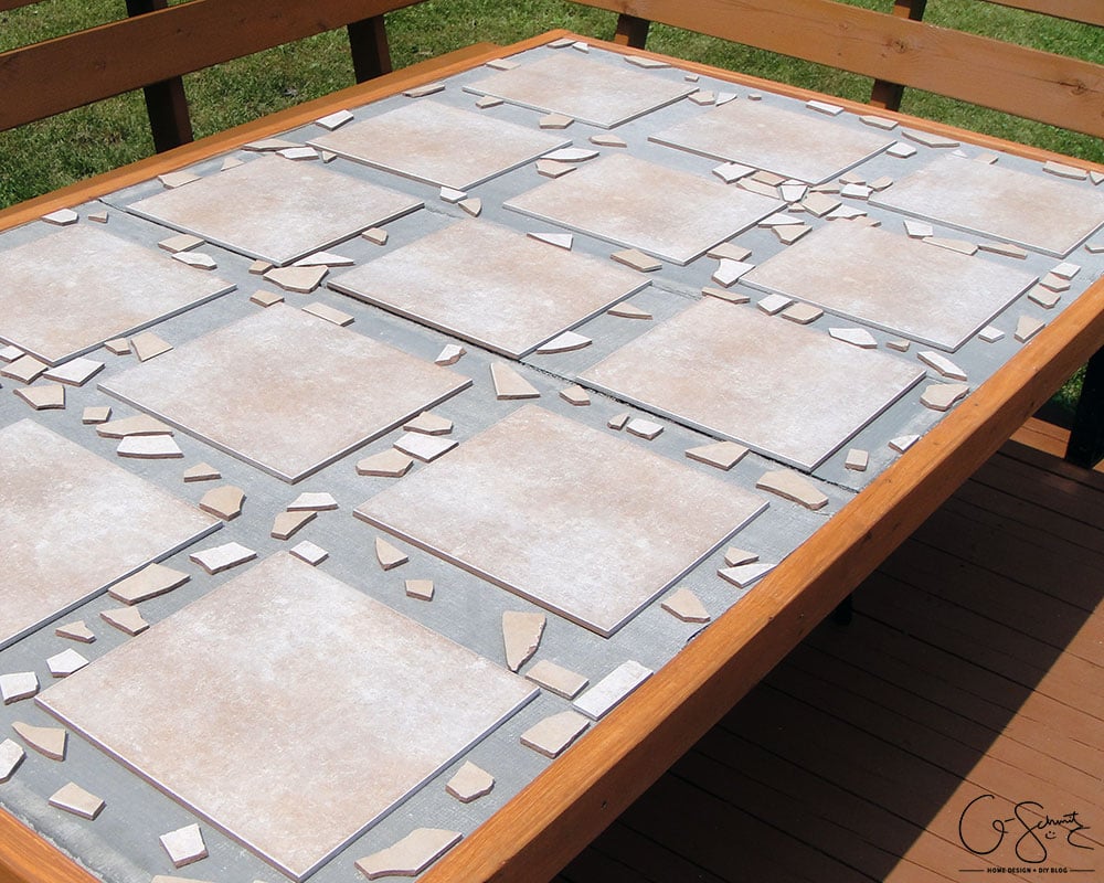 Remodelaholic How to Replace a Patio Table Top with Tile