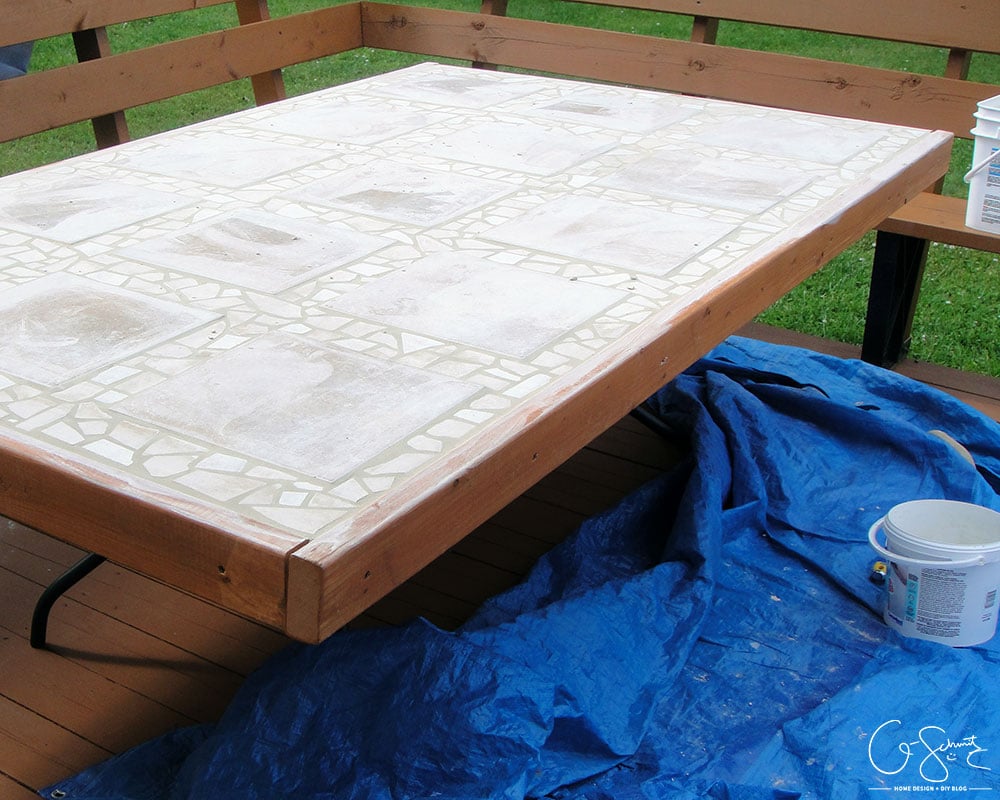Remodelaholic How to Replace a Patio Table Top with Tile