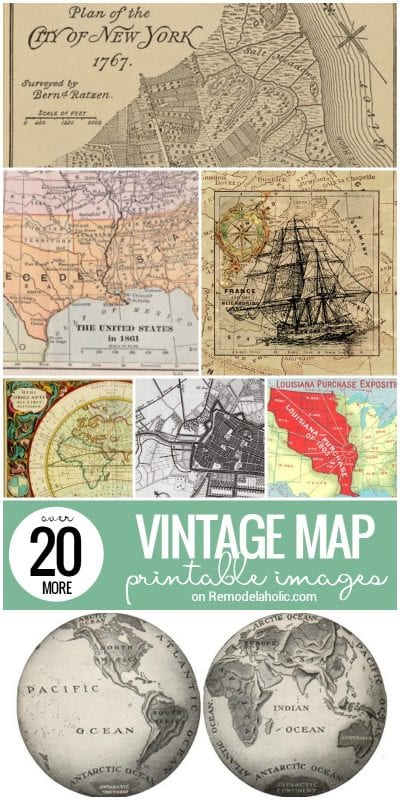 Remodelaholic | 20+ More Free Printable Vintage Map Images