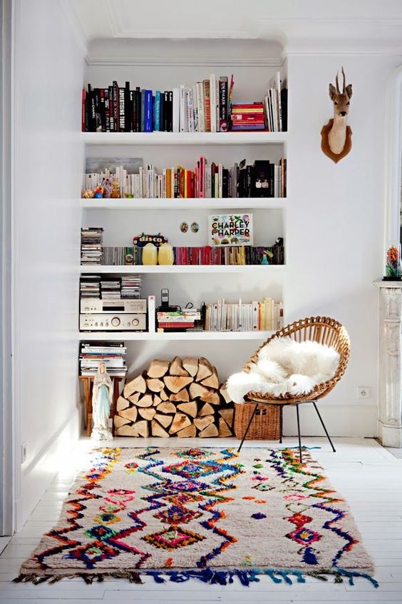 Awkward Alcove Solution: Add floating shelves | More ideas at Remodelaholic.com | Image source: secret-berbere.com
