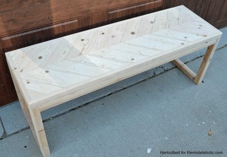 DIY Wood Bench with Box Frame and Chevron Top | Remodelaholic