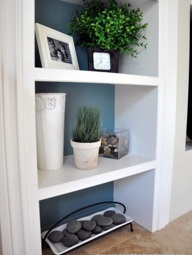 Inside Of Bookshelves Painted With Aegean Tel Benjamin Moore. Color Spotlight On Remodelaholic.