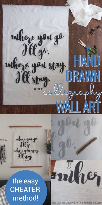 No more empty walls! Turn some things you have around the house into this DIY handpainted calligraphy art wall hanging -- no art skills required! 