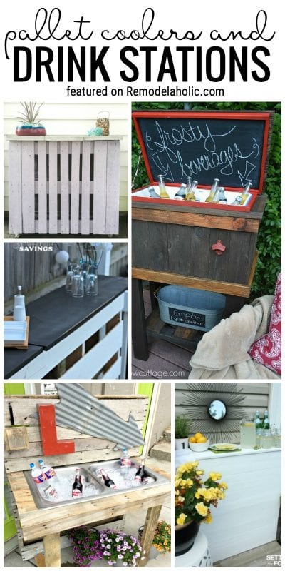 Pallets are a great way to start a project for your yard or garden! Try one of these outdoor pallet projects, like these smart pallet coolers and drink stations. Featured on Remodelaholic.com