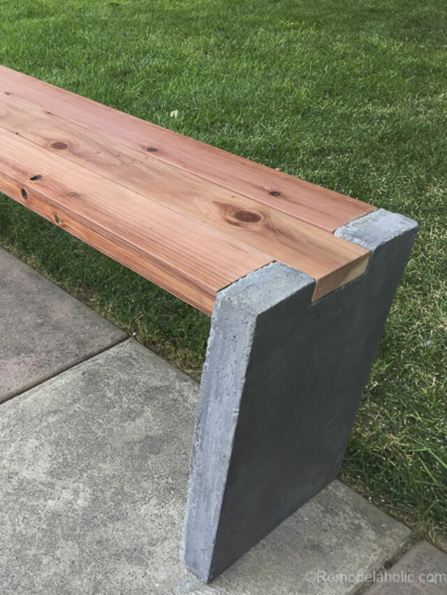 Diy Modern Concrete And Redwood Bench Remodelaholic 4825