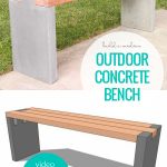 How To Build A Modern Outdoor DIY Concrete Bench With Redwood Bench Seat, Video Tutorial And Plans Remodelaholic