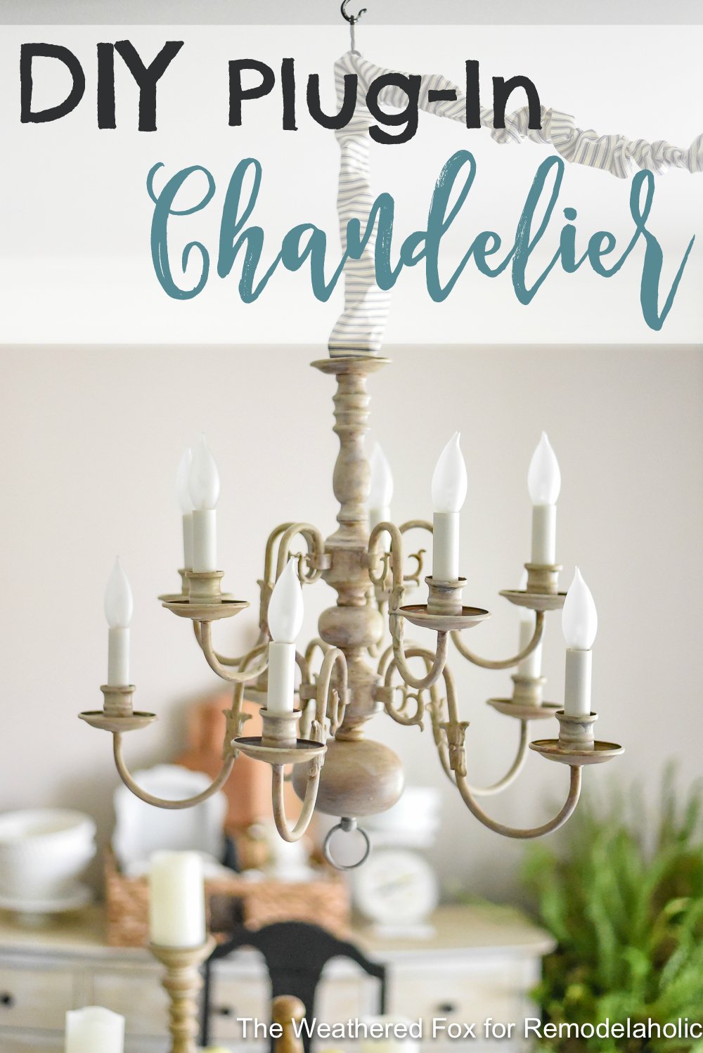DIY Plugin Chandelier from Thrifted Hardwired Light Remodelaholic