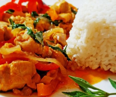 A quick and easy dinner recipe that is delicious! One Pot Thai Basil Chicken recipe at Remodelaholic.com