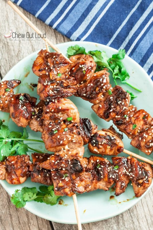 sweet and spicy chicken skewers