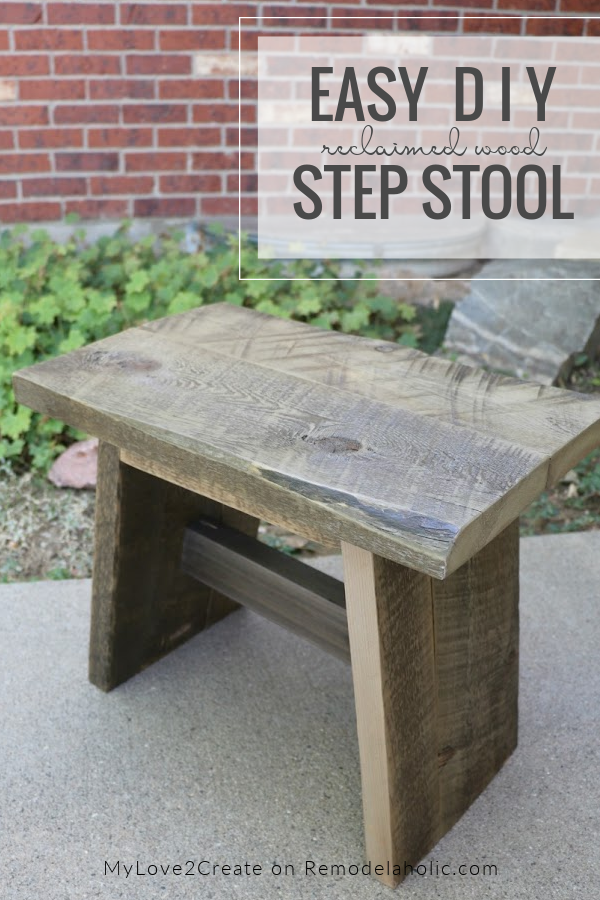 Egyszerű visszanyert fa lépcsős széklet, könnyű barkács széklet tervek, remodelaholic