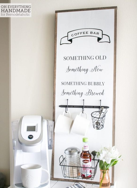 Space Saving Mini Coffee Bar Sign And Organizer