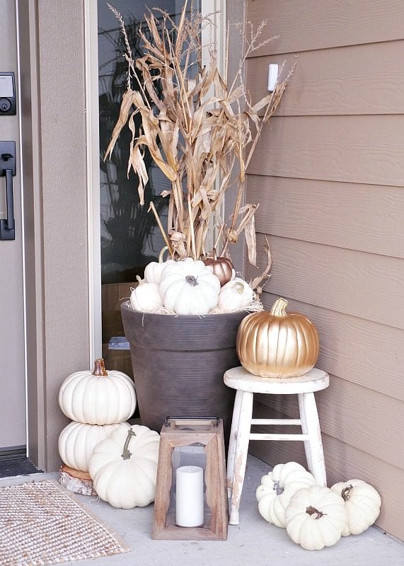 White Pumpkins On Porch