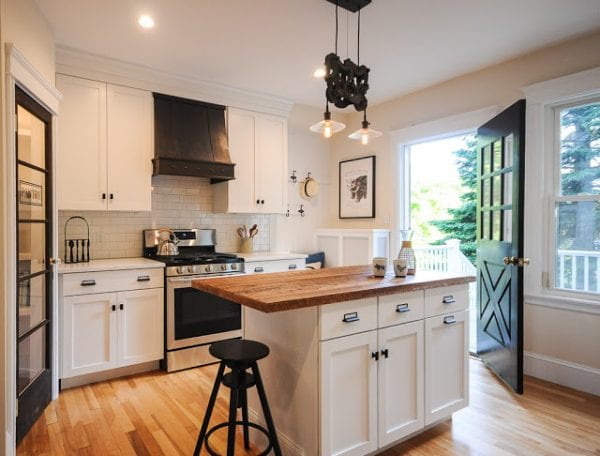 6 Total Kitchen Remodel With Custom Range Hood Glass Door Pantry And Reclaimed Wood Island By SoPo Cottage Featured On @Remodelaholic