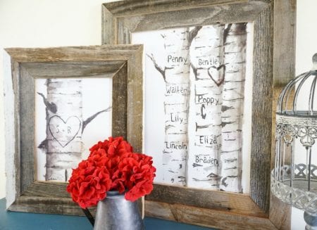 Printable Birch Tree Art Prints with Custom Carved Initials | Remodelaholic