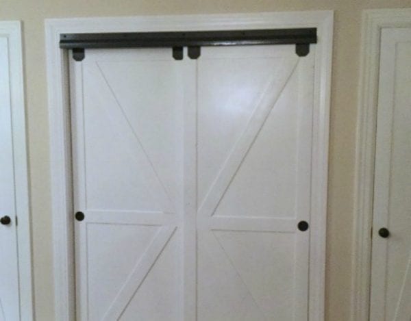 Feat Faux Barn Door Closet Door Makeover Featured On @Remodelaholic Edit