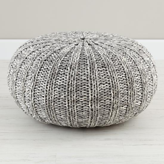Neutral Living Room Grey Pouf