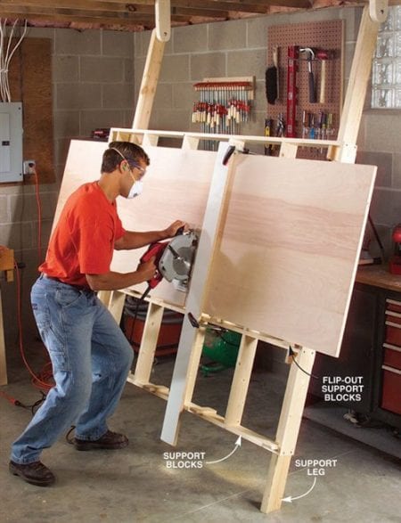 Build A Fold Down Cutting Rack For Plywood, Popular Woodworking