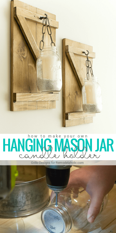 How To Make A Rustic Hanging Mason Jar Candle Holder or Vase | Farmhouse Style Wall Decor | DIY Tutorial