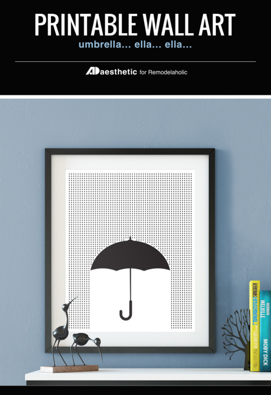 Spring Umbrella Printable Wall Art Black And White Gallery Wall, AD Aesthetic For Remodelaholic