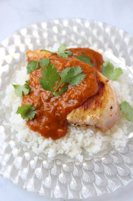 A simple and quick dinner recipe for 10 minute butter chicken via Remodelaholic.com