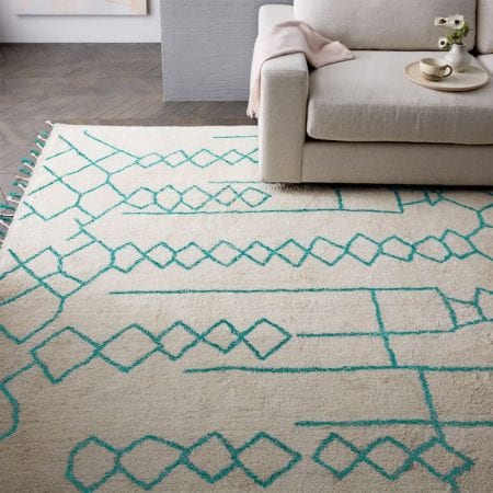 Bold Wallpaper Decor Tips, Ivory Blue Teal Rug Geometric